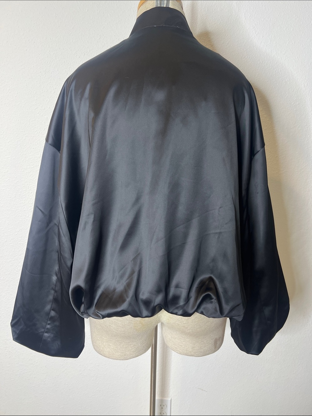 Massimo Dutti Black Satin Bomber Jacket - Picture 2 of 3